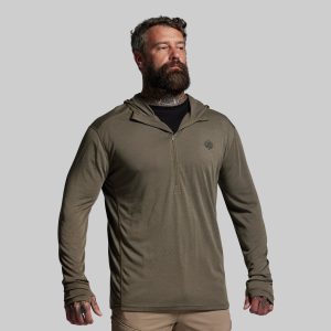 Ridgeline Merino Half Zip Hoodie 165 (OD Green)